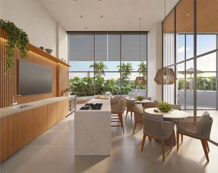 Perspectiva do lounge gourmet